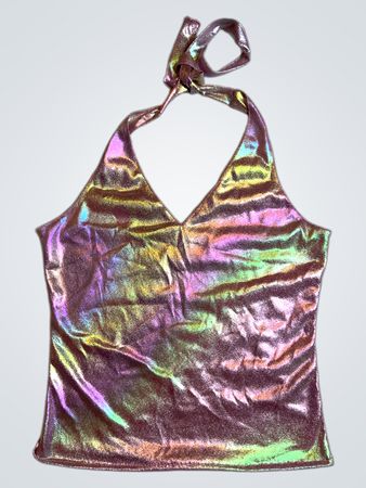 Upcycled Iridescent Halter Top
