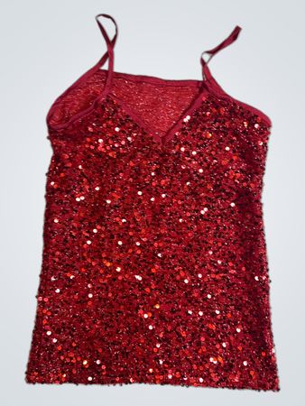 Upcycled Red Sequined Tank Top