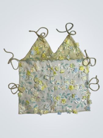Upcycled Floral Embroidered Crop Top