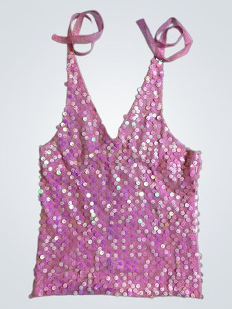 Upcycled Unbranded Pink Sequined Cami Top