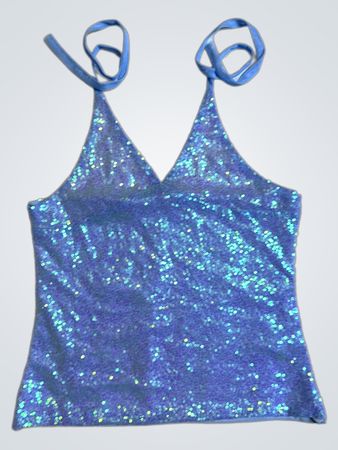 Upcycled Blue Sequin Tank Top