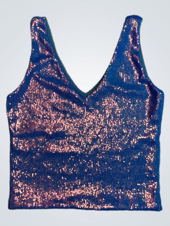 Upcycled Shimmering Sequined V-Neck Cami Top