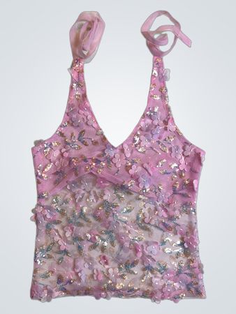 Upcycled Pink Sequined Top