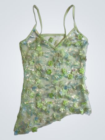 Upcycled Green Sequined Top