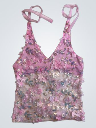 Upcycled Pink Sequined Top