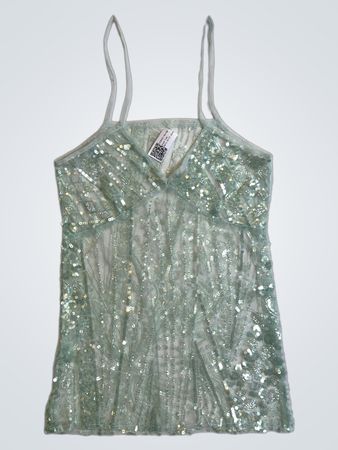 Upcycled Green Sequined Tank Top