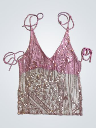 Upcycled Pink Sequin Top