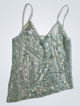 Upcycled Green Sequined Top