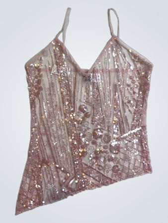 Upcycled Pink Sequined Top