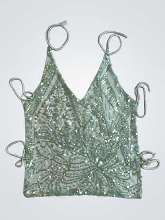 Upcycled Green Sequined Top