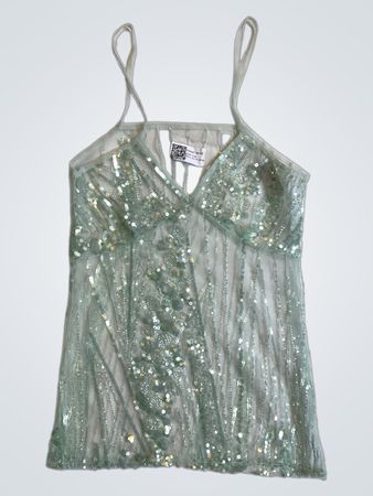 Upcycled Green Sequined Top
