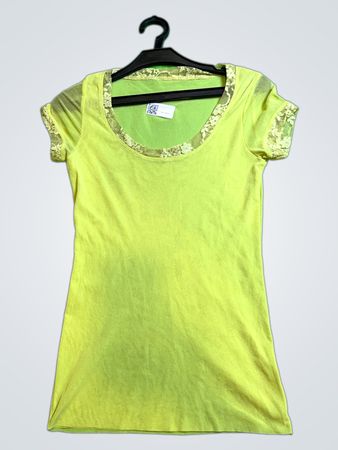 Yellow T-Shirt with Lace Trim