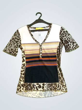 BiBA Patchwork Leopard Print V-Neck Top