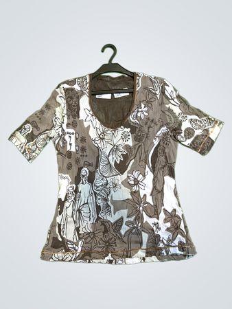 Brown and White Patterned Shirt