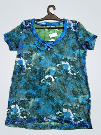 Blue Floral Short Sleeve Shirt
