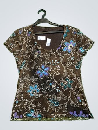 Brown Floral Blouse