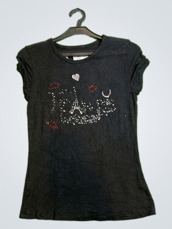 Black Paris-themed T-shirt