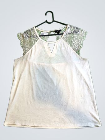 Lace Trimmed White Top