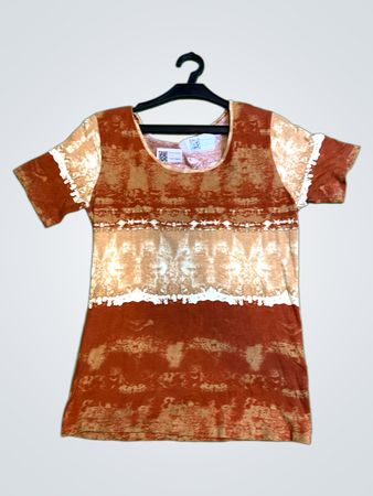 Braunes und Beiges Tie-Dye T-Shirt Kleid