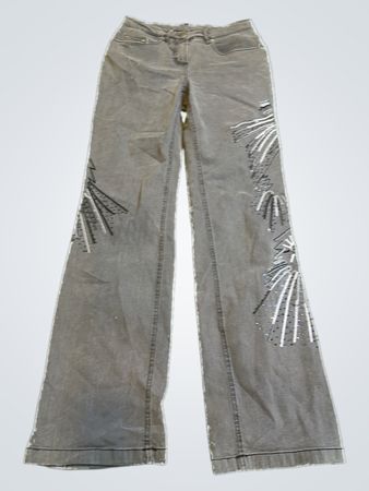 Vintage Vanguard Graue Ausgestellte Jeans mit Verzierungen