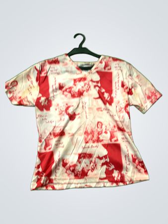 Vintage Vangua Rot und Weiß Grafik T-Shirt