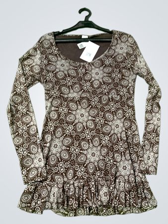 Camatsu Brown Paisley Langarm-Top