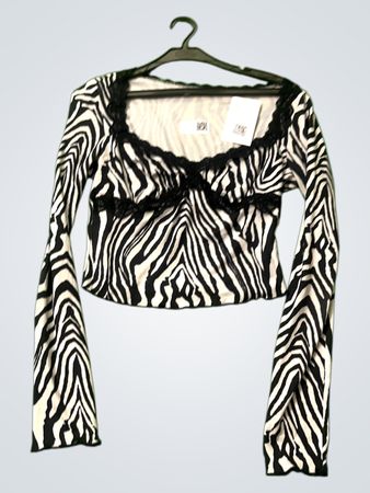 Zebra-Print Langarmoberteil