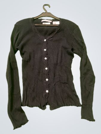 Vintage Vanguard Schwarzer Gerippter Cardigan