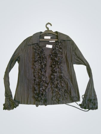 FarinaZ Taghavi Schwarze Rüschenshirt mit langen Ärmeln