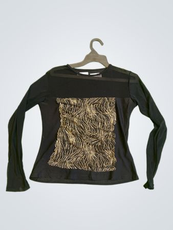 Schwarzes Langarmshirt mit Golddesign
