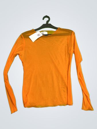 Oranges Netz Langarm-Top