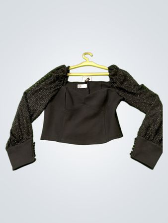 Pimkie Black Long Sleeve Square Neck Top