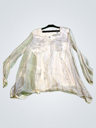 Durchsichtige weiße Bluse mit Pailletten