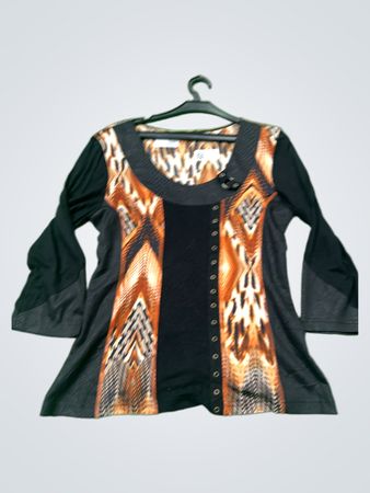 Mehrfarben Oberteil mit Schwarz- und Braunmuster