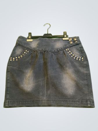 Grauer Jeansrock mit Nieten