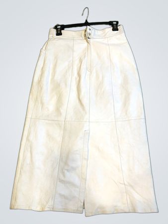 White Leather Midi Skirt