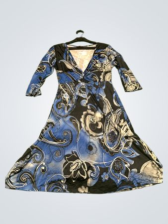 Vizi Blue und Schwarzes Blumen Kleid