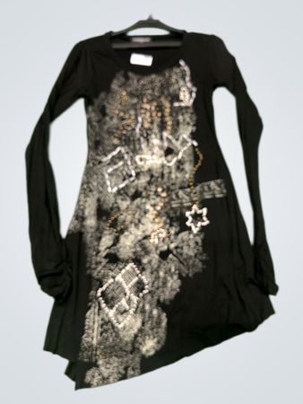 Exquiss's Schwarzes Langarmkleid mit grafischem Design