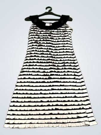 Cache Cache Schwarz-Weiße Gestreifte Kleid