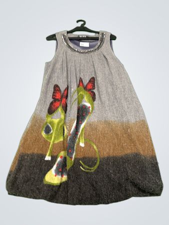 Kirschmarke Kleid mit Schmetterlings- und Kaktusdesign