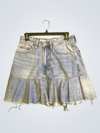 Bershka Denim Minirock mit plissiertem Volant