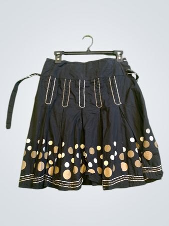 Promod Black A-line Skirt with Polka Dot Print
