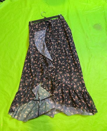 Pieces Floral Print Ruffle Maxi Rock