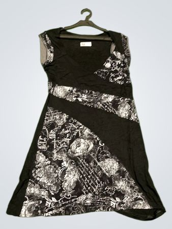Vintage Vanguard Schwarzes Bedrucktes Kleid