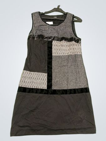 Unbranded Schwarzes Pailletten-Patchwork-Kleid