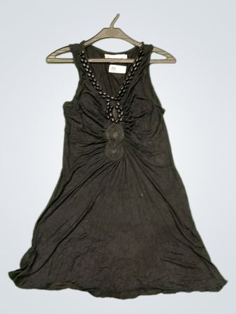 Golden Days GD Schwarzes Verziertes V-Ausschnitt Ärmelloses Maxikleid