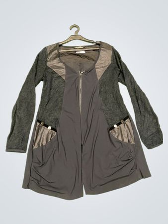 Dunkelgraue langärmelige Zip-up Jacke mit Taschen