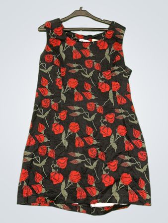 Blaues Chicago Rose Print Kleid