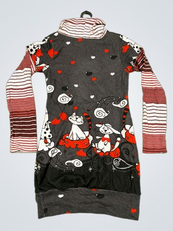 Natura Mädchen Langarmkleid mit Katzenmotiv