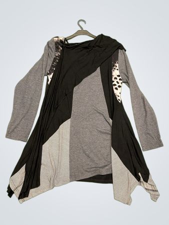 DOLCE VITA Asymmetrisches Patchwork Langarmkleid